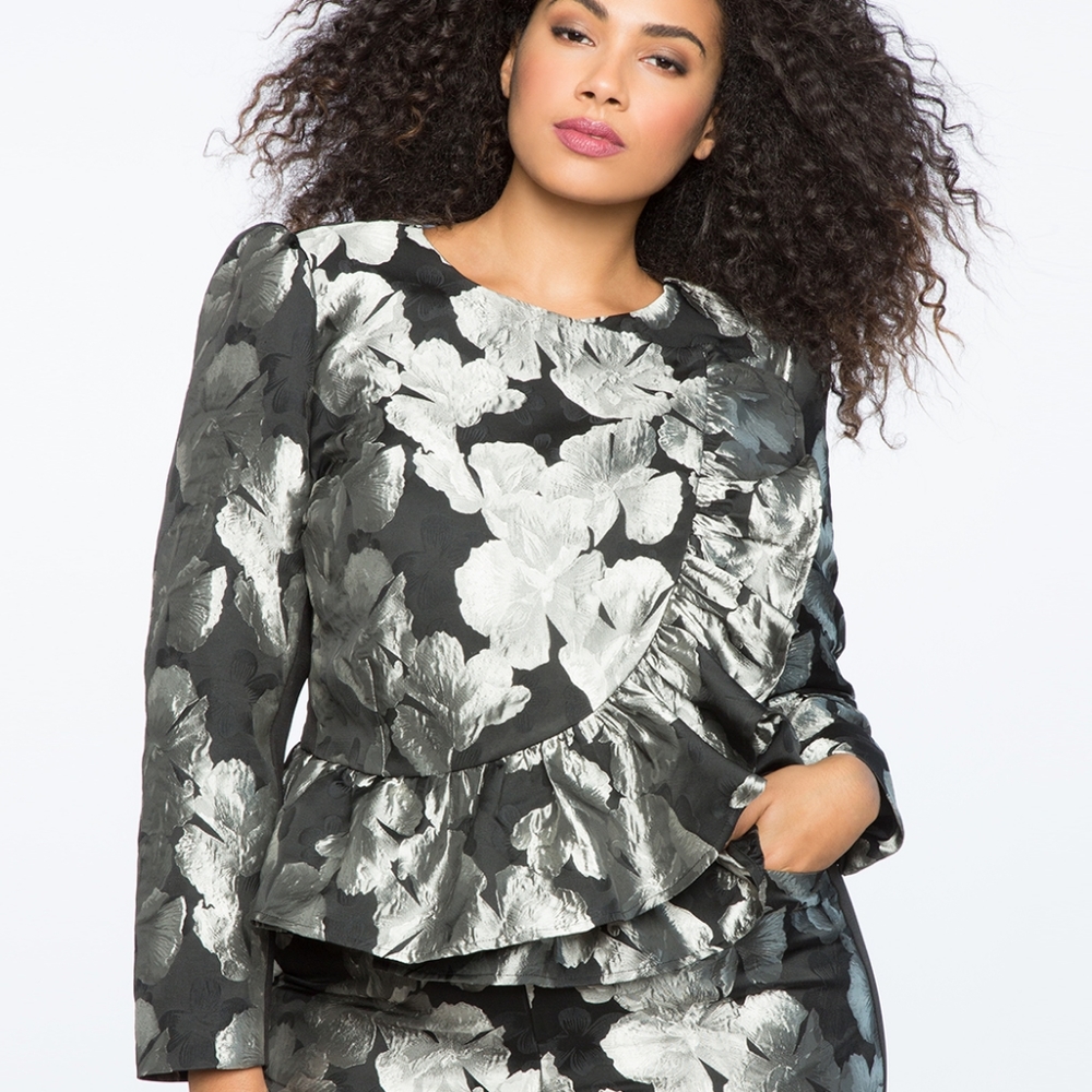 *New w/Tags* Eloquii Ruffle Brocade Peplum Jacket - Size 18